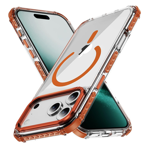 Obrnené puzdro MagSafe číre s oranžovými stranami pre iPhone 17 Pro