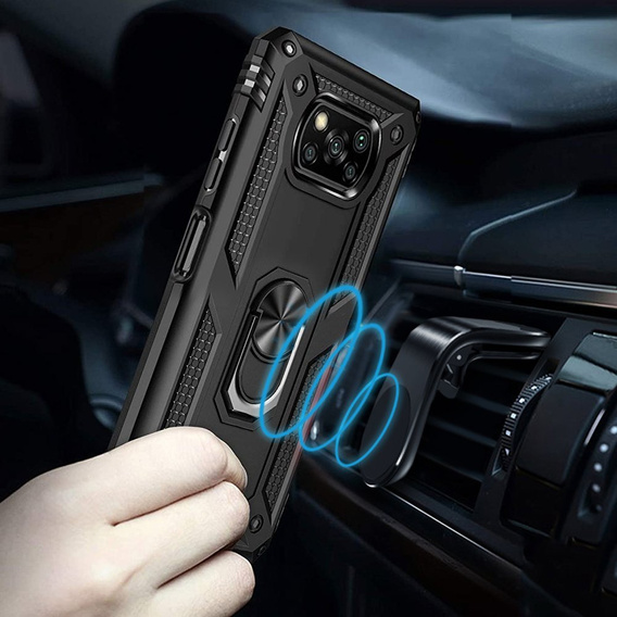 Pancierované obal na mobil pre Xiaomi Poco X3 NFC, Nox Case Ring, čierne
