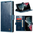 CASEME flipové puzdro pre Samsung Galaxy S22 Ultra, Waxy Textured, modré