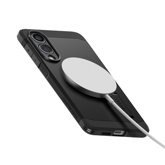 Puzdro Spigen pre Samsung Galaxy S25 Edge, Tough Armor Mag MagSafe, čierne + tvrdené sklo 9H