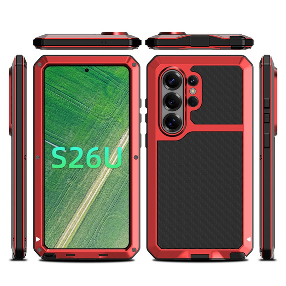 Puzdro s integrovaným sklom pre Samsung Galaxy S26 Ultra, červené