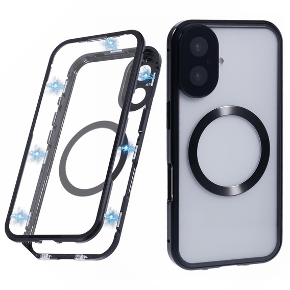 Magnetické puzdro Dual Glass MagSafe pre iPhone 16, čierne