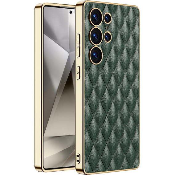 Puzdro pre Samsung Galaxy S25 Ultra, Leather Rhombus, zelený
