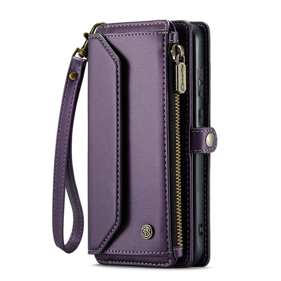Puzdro CASEME pre Samsung Galaxy A55 5G, RFID Leather Wallet, s popruhom cez rameno, fialové