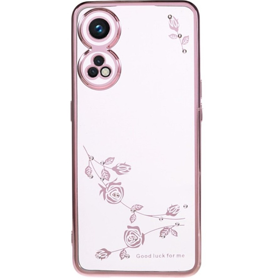 Puzdro pre Oppo Reno8 T 4G, Glitter Flower, ružové rose gold