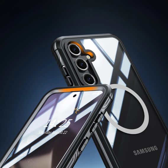 Puzdro pre Samsung Galaxy S25, Shockproof, so sklom, pre MagSafe, čierne