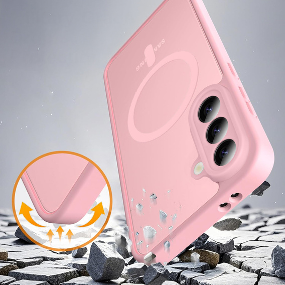 Puzdro pre Samsung Galaxy A56 5G, pre MagSafe, ERBORD Matt Case, ružové + sklo na displej