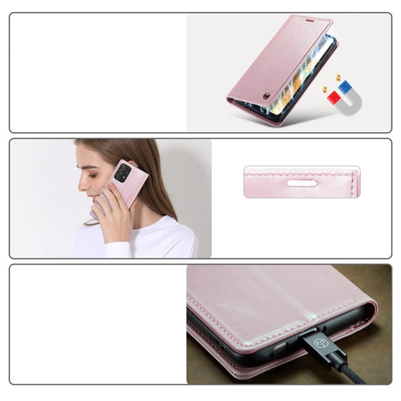 CASEME flipové puzdro pre Samsung Galaxy A33 5G, Waxy Textured, ružové