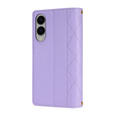Puzdro s chlopňou pre Samsung Galaxy S25 Edge, Rhombus Crossbody Leather, fialové