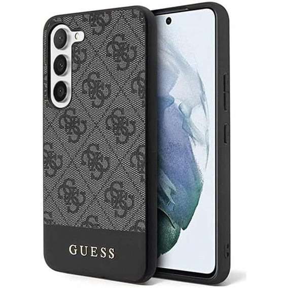 GUESS Obal na mobil pre Samsung Galaxy S24+ Plus, 4G Bottom Stripe, sivé