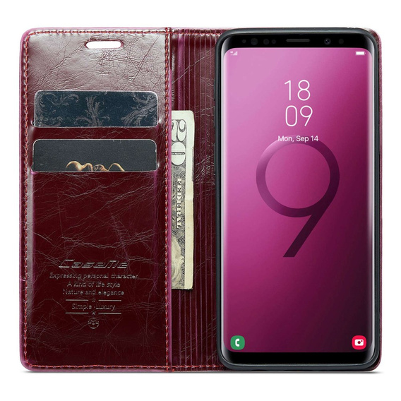 CASEME flipové puzdro pre Samsung Galaxy S9, Waxy Textured, červené