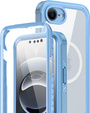 Puzdro pre iPhone 16E, Shockproof, so sklom, pre MagSafe, modré