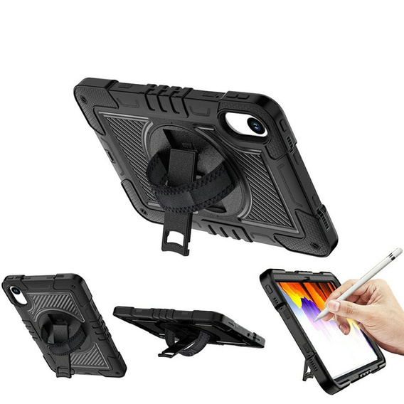 Pevné puzdro na Xiaomi Redmi Pad 2 s podstavcom a ramenným popruhom – čierne