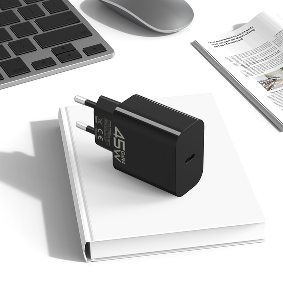 Blavec GaN4 45W USB-C PD/QC sieťová nabíjačka s USB-C - USB-C kábel pre zariadenia s USB-C: smartfóny, tablety a ľahké notebooky