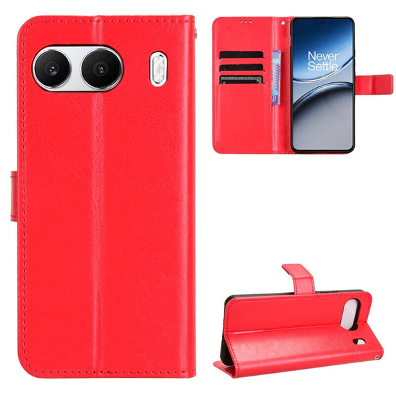 Klapkové puzdro pre OnePlus Nord 4, Crazy Horse Wallet, červené