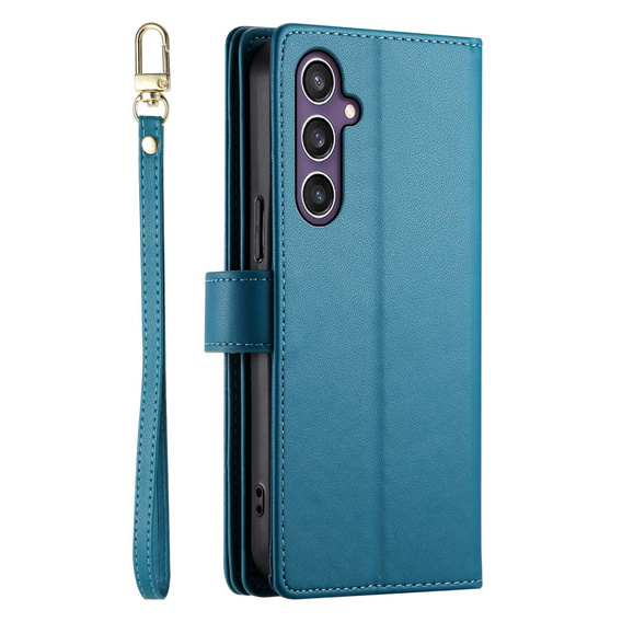 Klapkové puzdro pre Samsung Galaxy S25, Wallet Zipper Pocket, modré