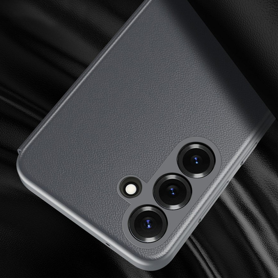 Kožené puzdro Smart View Window pre Samsung Galaxy S26, sivé