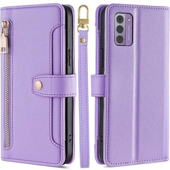 Klapkové puzdro pre Nokia G42, Wallet Zipper Pocket, fialové