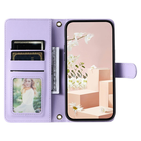 Puzdro s chlopňou pre Samsung Galaxy S25 FE, Rhombus Crossbody Leather, fialové