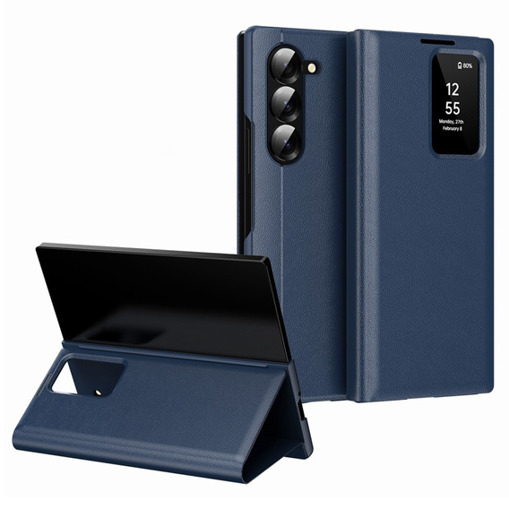 Flipové puzdro pre Samsung Z Fold5 5G, Smart View Wallet, tmavomodré