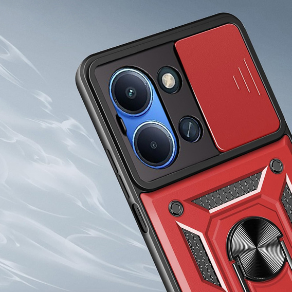 Pancierované puzdro pre Xiaomi Redmi 15C 4G/LTE, s ochranou fotoaparátu, so stojanom, červené