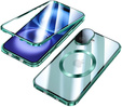 Magnetické puzdro Dual Glass MagSafe pre iPhone 16, zelený