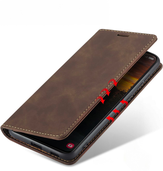 Puzdro pre Samsung Galaxy A55, ERBORD Vintage, káva + sklo na displej