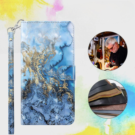 Klapkové puzdro pre Samsung Galaxy A14 4G/5G, Wallet Marble, modré