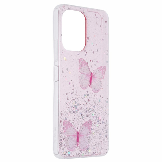 Puzdro pre Xiaomi Redmi 13C / Poco C65, Glitter Butterfly, ružové