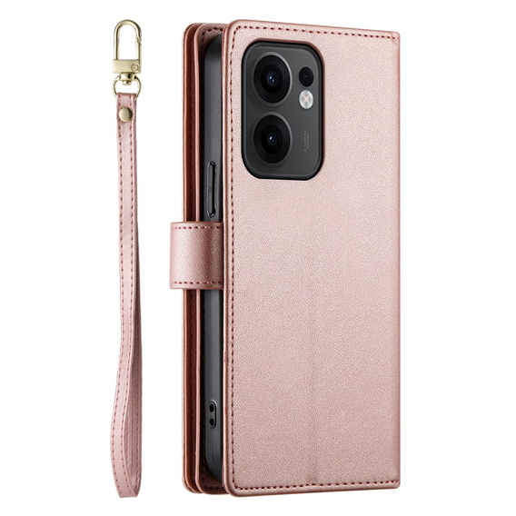 Klapkové puzdro pre Oppo Reno 13F 5G, Wallet Zipper Pocket, ružové