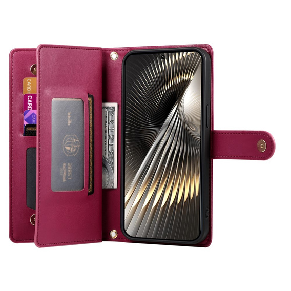 Klapkové puzdro pre Xiaomi Poco X7 Pro 5G, Wallet Zipper Pocket, červené