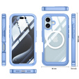 Puzdro pre iPhone 16 Plus, Shockproof, so sklom, pre MagSafe, modré
