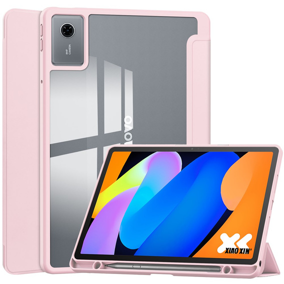Puzdro pre Lenovo Idea Tab 11" 2025 TB336FU TB336ZU, s priehľadnou zadnou stranou a držiakom na stylus, ružové