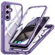 Puzdro pre Samsung Galaxy S25, Shockproof, so sklom, pre MagSafe, fialové