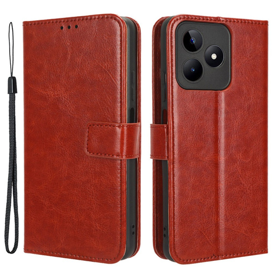 Klapkové puzdro pre Realme Note 50, Crazy Horse Wallet, hnedé