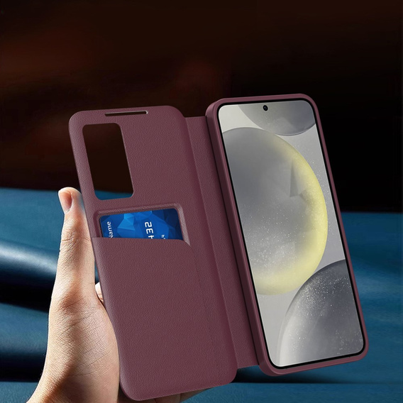 Flipové puzdro pre Samsung Galaxy S24 FE, Smart View Wallet, bordové