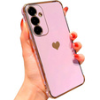 Puzdro pre Samsung Galaxy S24, Electro heart, fialové + Full Glue Ceramic Glass