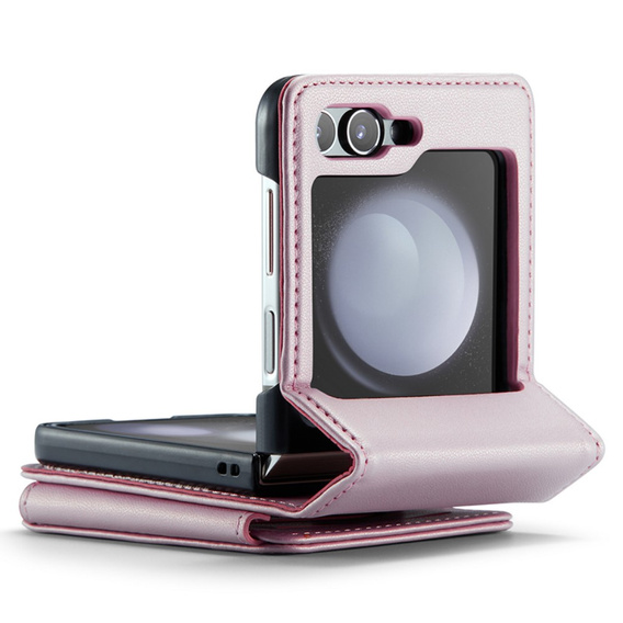 CASEME flipové puzdro pre Samsung Galaxy Z Flip5 5G, Litchi Wallet, ružové