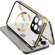 Magnetické puzdro Dual Glass MagSafe pre iPhone 15 Plus, zlaté