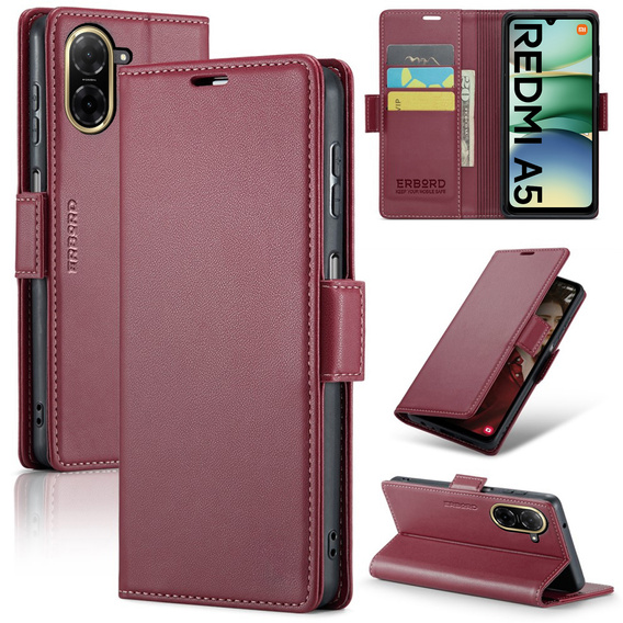 ERBORD Lesklá peňaženka Litchi s chlopňou pre Xiaomi Redmi A5