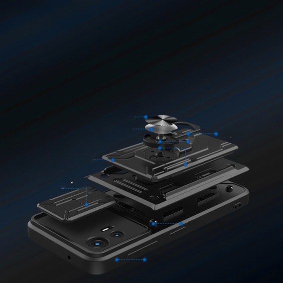 Obrnené puzdro pre Motorola Edge 30 Neo 5G, Camera Slide Card Slot, čierne
