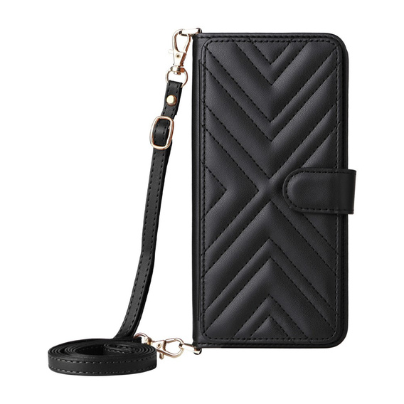 Puzdro s chlopňou pre Xiaomi Redmi A5, Crossbody Leather Wallet, čierne