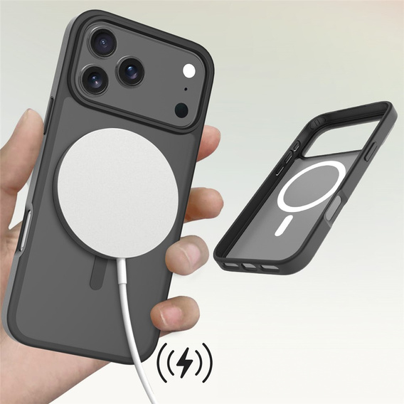 Matné puzdro pre iPhone 17 Pro, pre MagSafe, priesvitné čierne