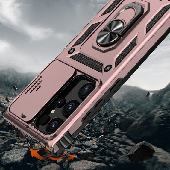 Obal na mobil pre Samsung Galaxy S24 Ultra, CamShield Slide, ružové rose gold