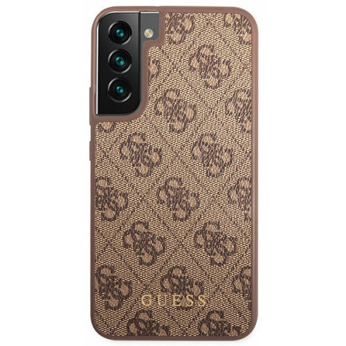 GUESS Obal na mobil pre Samsung Galaxy S23, 4G Metal Gold Logo, hnedé
