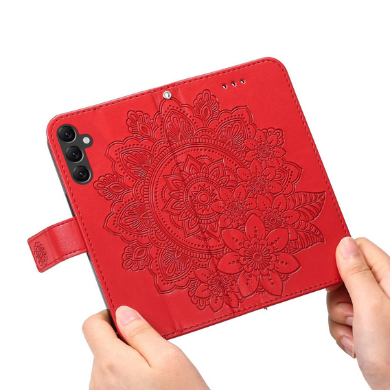 Klapkové puzdro pre Samsung Galaxy A14 4G/5G, Mandala Flower, červené
