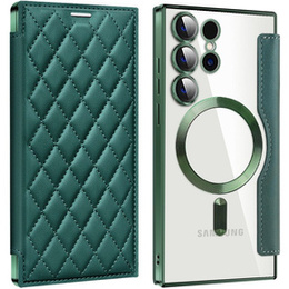Klapkové puzdro pre Samsung Galaxy S24 Ultra, RFID Wallet MagSafe CamShield, zelený