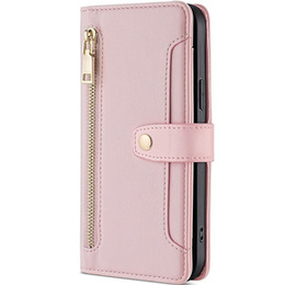 Klapkové puzdro pre Samsung Galaxy S23, Wallet Zipper Pocket, ružové