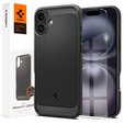 Puzdro Spigen pre iPhone 16 Plus, Rugged Armor MagSafe, čierne + tvrdené sklo 9H