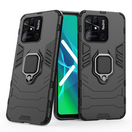 Obal na mobil pre Xiaomi Redmi 10C, Kickstand Ring, čierne